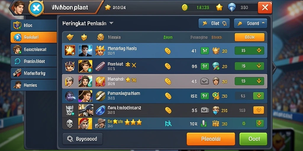 Leaderboard yang menunjukkan peringkat pemain secara real-time.